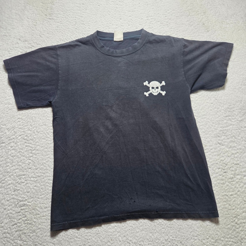Vintage 90s Anvil T Shirt Mens Medium Black Pirate Pick Up Lines Skull Goth
